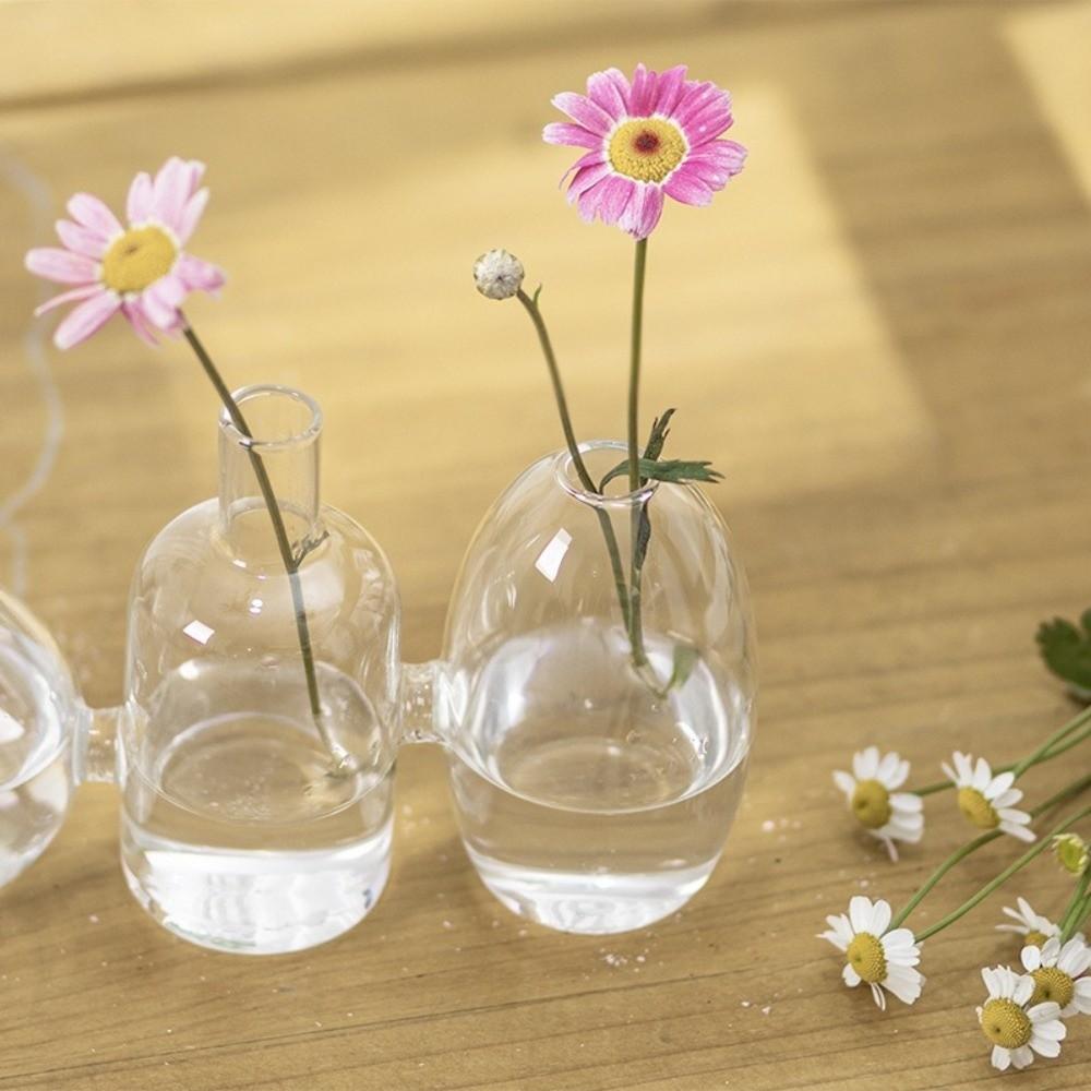 Transparent Glass Vase Triple Connected Plant Terrarium Clear Flower Vases Indoor Propagation
