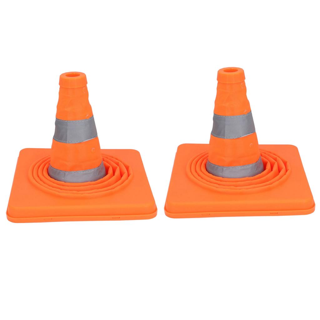 2Pcs Traffic Safety Cones Foldable Multi Purpose Pop Up Cone with Reflective Collar Orange for