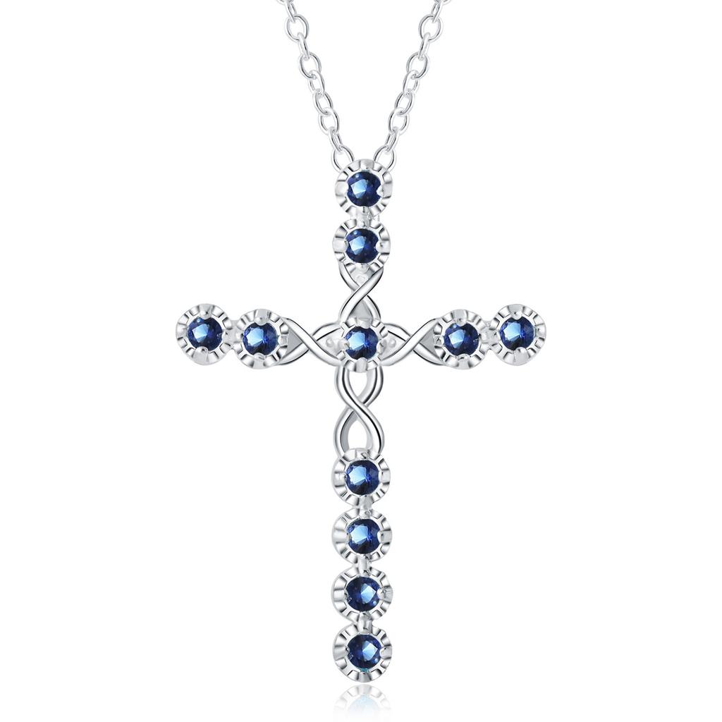 silver Color Plated necklace jewelry women wedding fashion Cross CZ crystal Zircon stone pendant Christmas gift JSHN296