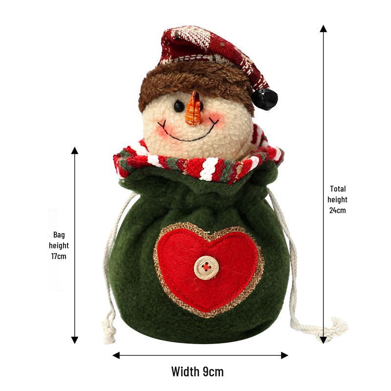 Children's Christmas Eve Plush Cartoon Gift Bag with Drawstrings