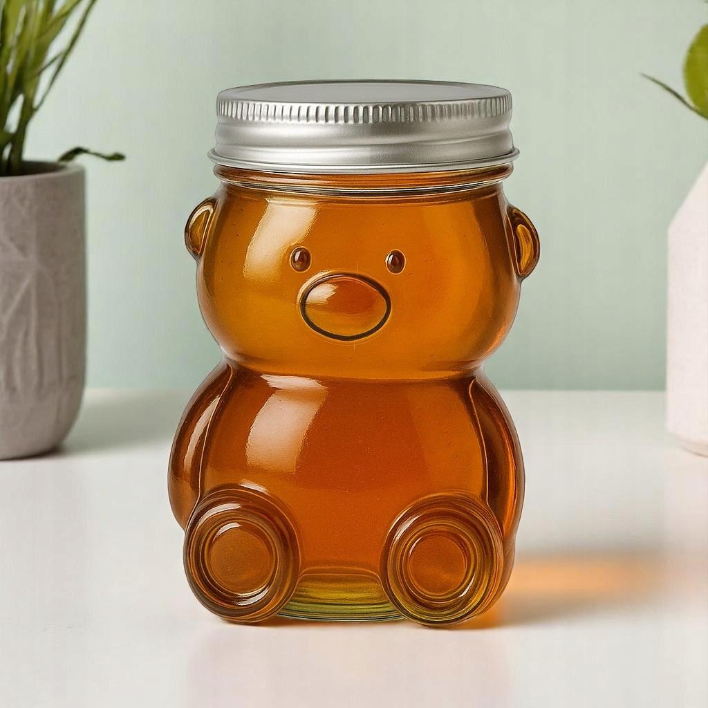 5x 80ml TEDDY TEDDY Glass Jar with Lid for HONEY, Jam, Spices Jar