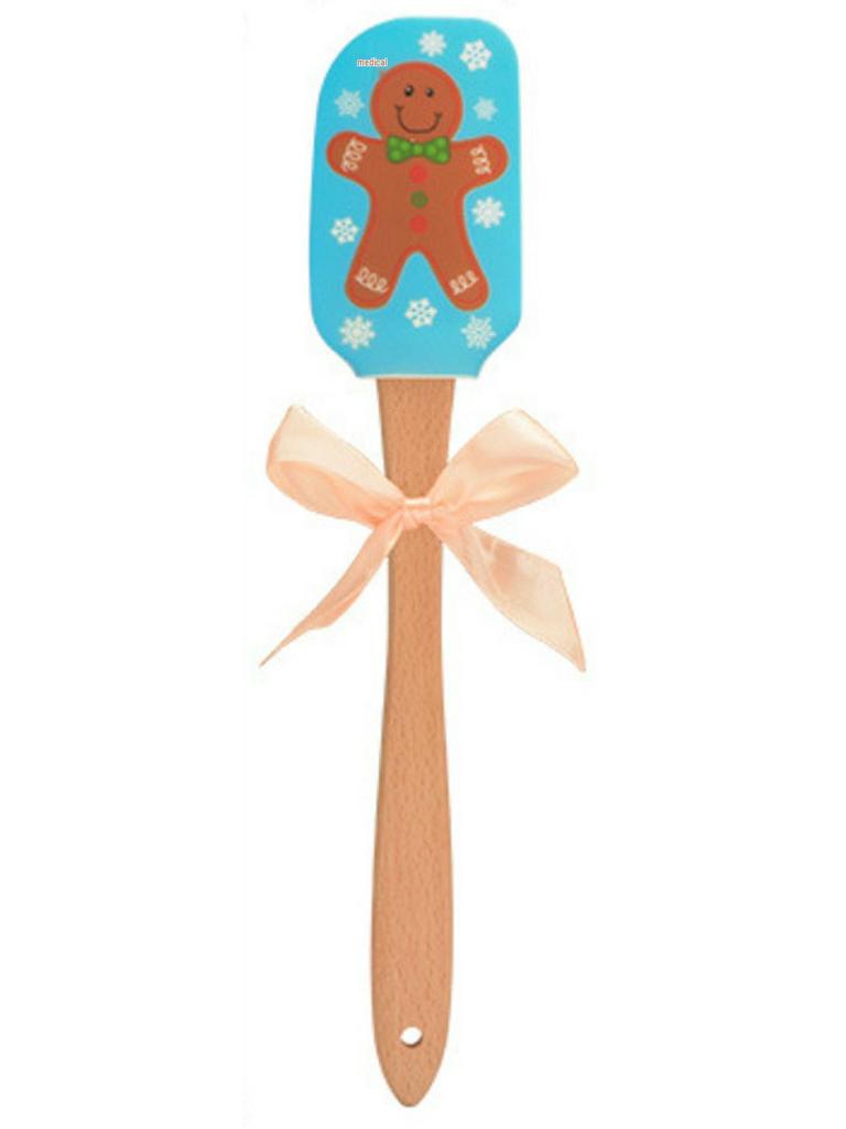 Creative Silicone Spatula with Beech Wood Handle - Perfect for Butter and Cream, Ideal Christmas Gift