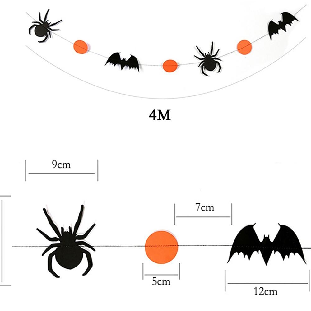 Halloween Paper Garland With 4M String Orange Black Bat Spider Pumpkin For Halloween Party Home DIY Hanging Ornament Decoration Supplies