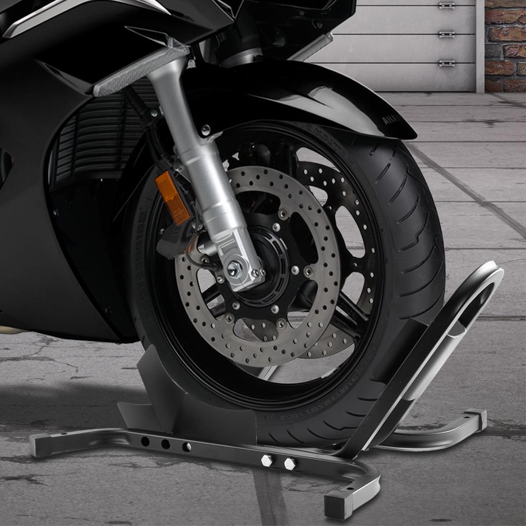 Motorcycle Front Wheel Chock For Trailer Floor Heavy Duty Motorcycle Parking Stand Motorcycle Front Wheel Carrier Rack Holder