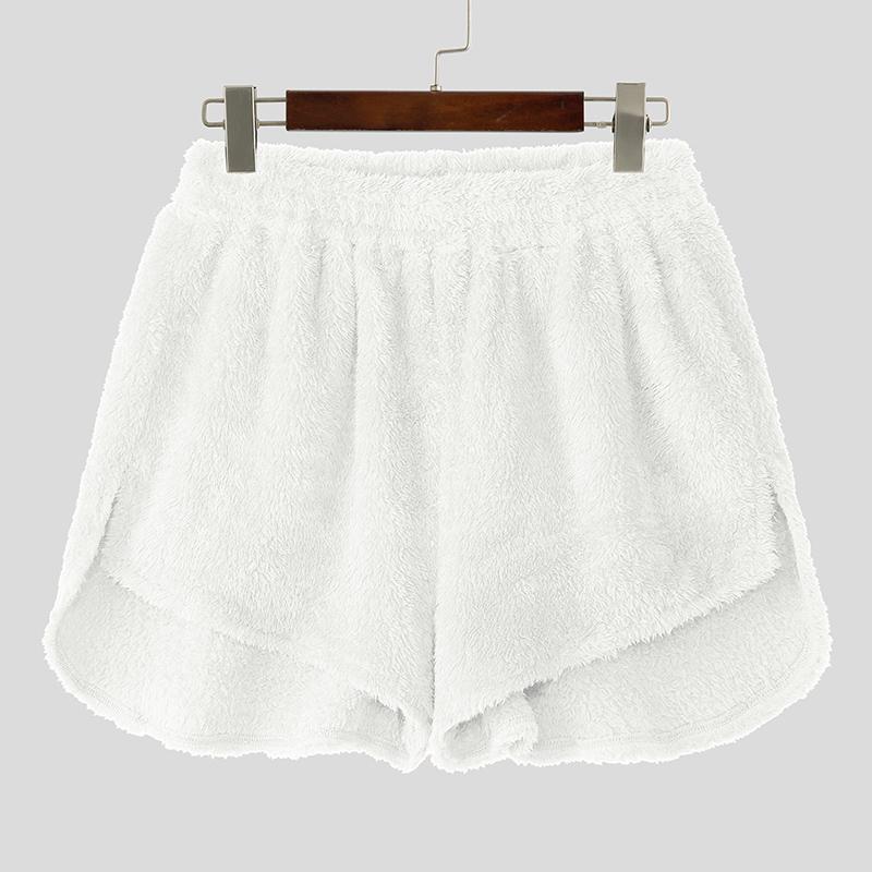 

INCERUN Мужские Женские Шорты с Высокой Эластичной Талией, Меховые с Разрезами, Домашняя Одежда, Пижама, Горячие Шорты 4XL белый