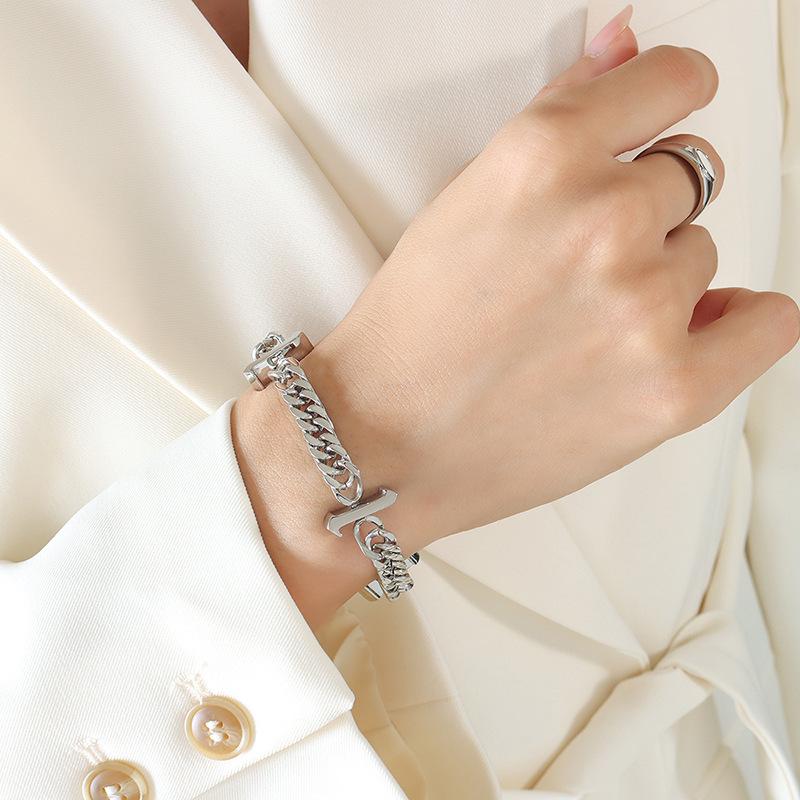 European-American Hip Hop Cuban Link Bracelet - 18K Gold-Plated Titanium Steel, Trendy Statement Jewelry