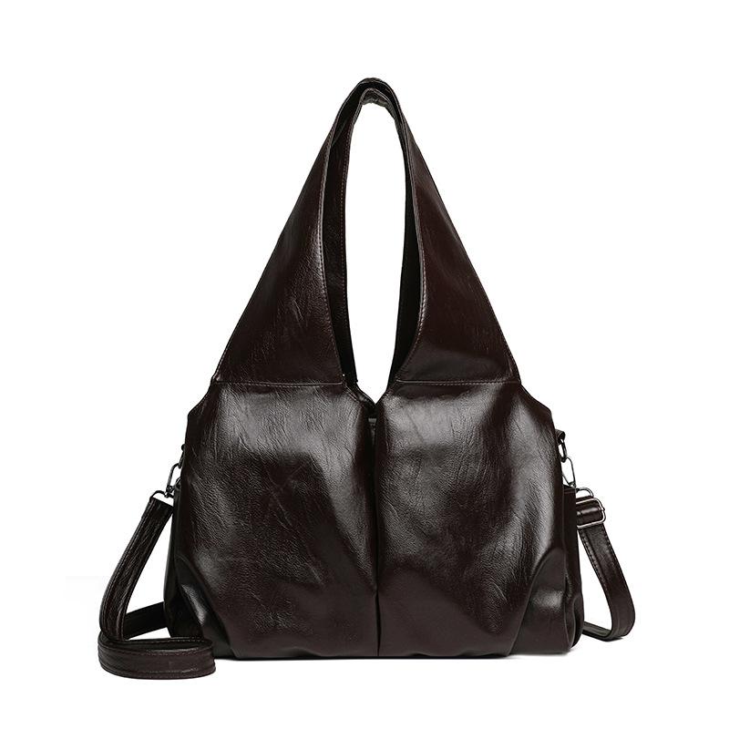 

Большая вместительная сумка через плечо, мягкая повседневная винтажная сумка-тоут, сумка через плечо кофейный