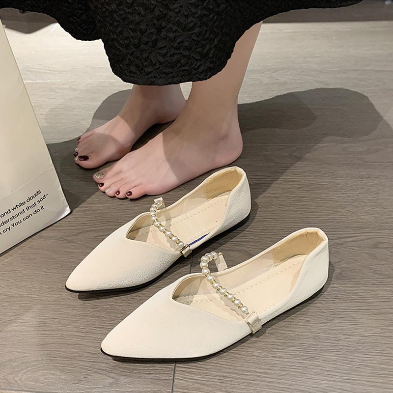With skirt women's pointed flat shoes Mary Jane shoes spring and autumn new single shoes