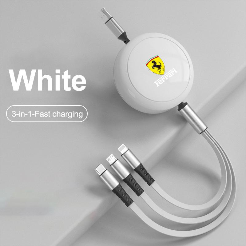 100W Data Cable 3 in1 Fast USB Cable Retractable Portable Charging Line Micro USB Type C Charger Cable For Ferrari F1 F80 SF90