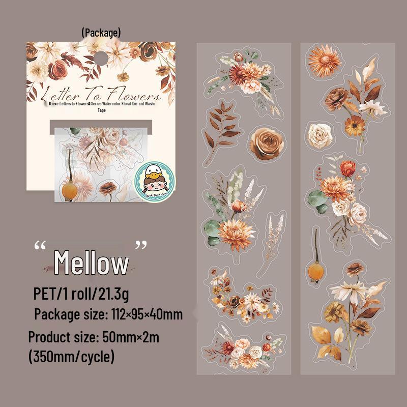 Beautiful Day Die-Cut Frosted PET Adhesive Tape: Watercolor Floral Scenery Love Letter Series - 6 Styles