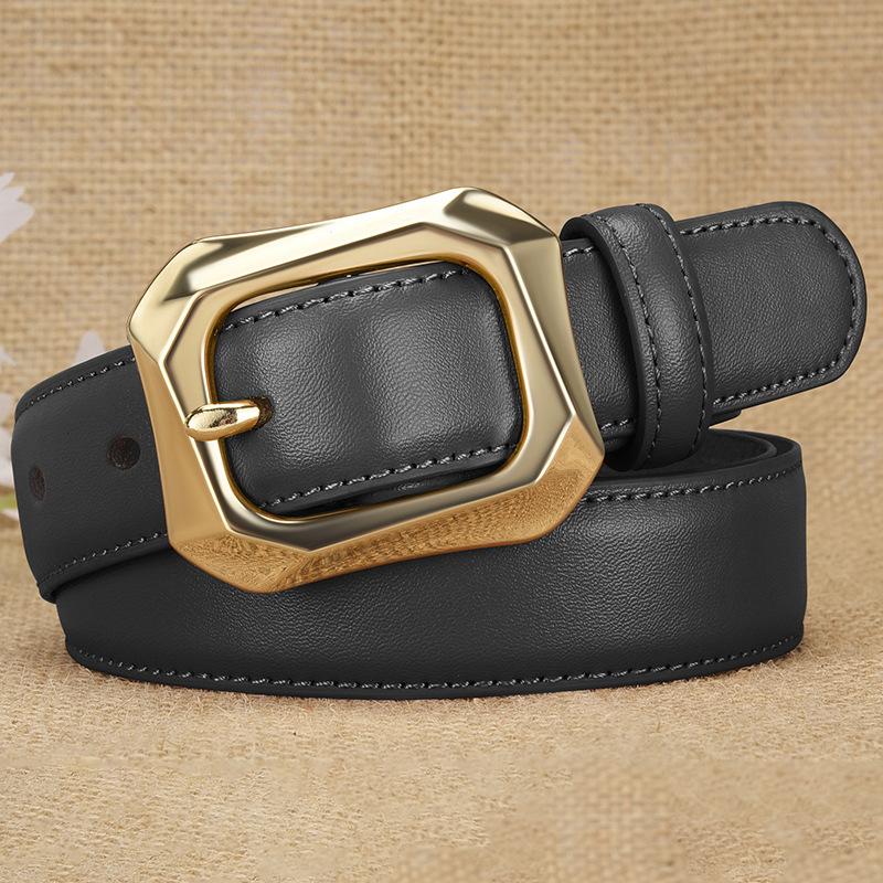 

Mei Mary Hot-selling pin buckle leather belt - cowhide base, casual and versatile leather waist belt, korean style minimalist decorative jeans belt 105cm чёрный