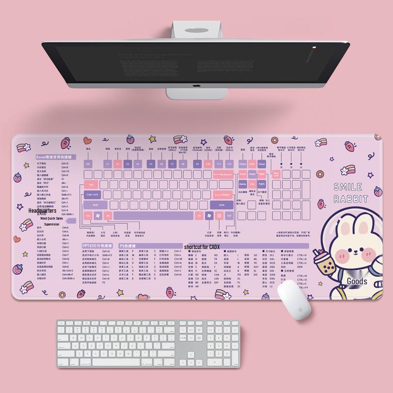 Extra Large Cartoon PS Hotkeys CAD Mouse Pad - Non-Slip Desk Mat for Keyboard & Laptop