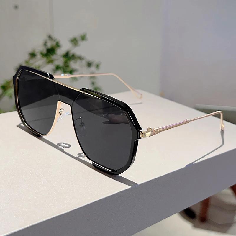 Oversized Pilot Sunglasses  New in Vintage Double Bridge Shades Trendy Fashion Korean Style Brand Design Sun Glasses