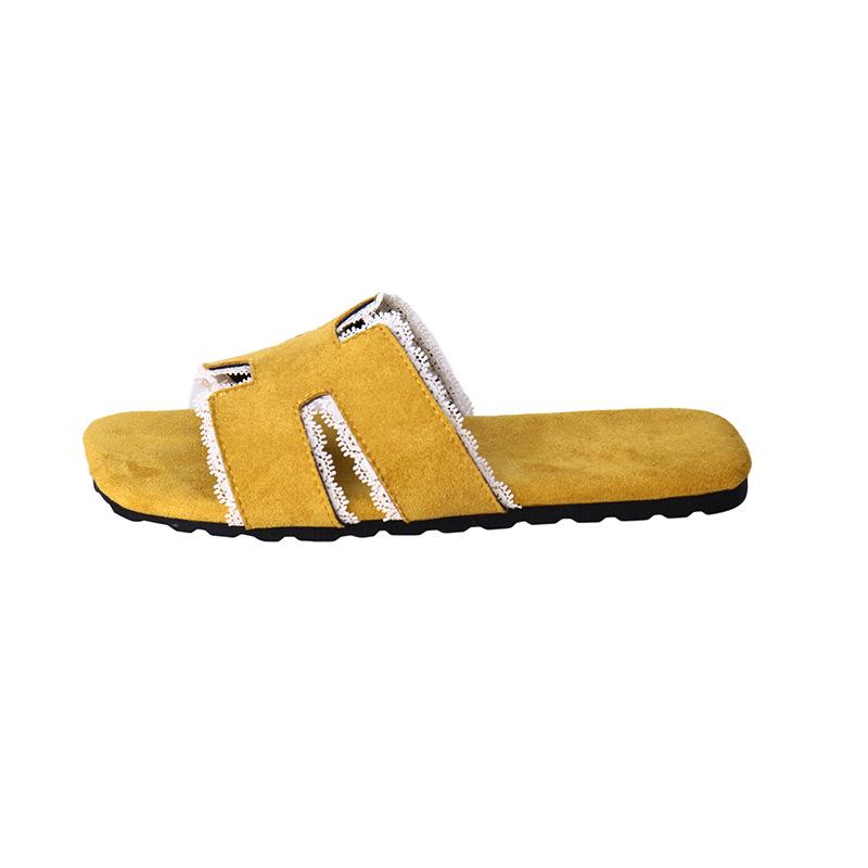 2025 zomer trendy imitatieleer platte zool one-word slippers damesmode veelzijdig casual spijkerstof coole slippers
