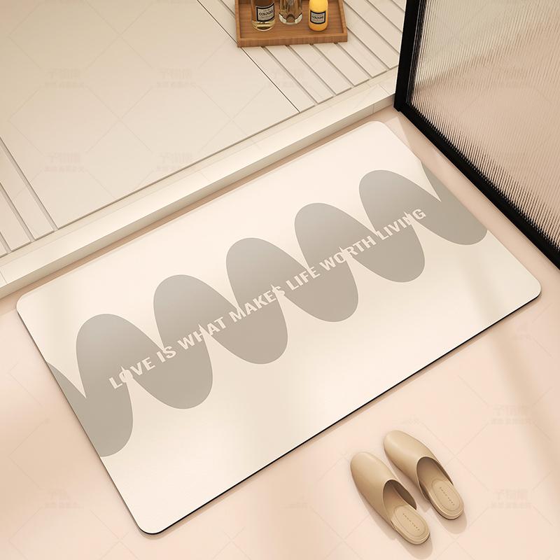 Bathroom Absorbent Floor Mat, Diatom Mud Quick-drying Mat, Toilet Door Carpet, Toilet Anti-skid and Anti-drop Foot Mat