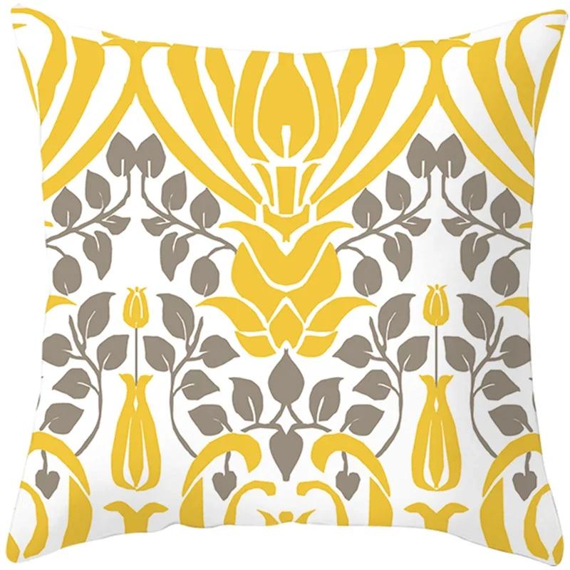 Summer Yellow Pineapple Leaf Print Pillow Case Home Decor 100% Polyester Throw Pillow Cover for Sofa Funda Cojin 45*45 Cushions