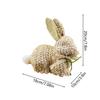 Spring Easter Handmade rabbit ornaments Rustic Cute Woven Spring Decor Rabbit Statue decorated with bows and fluffy tails