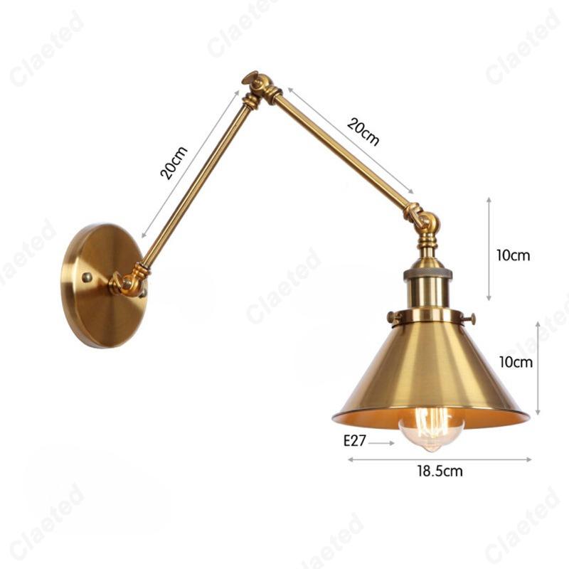 LED Minimalist Retro Gold E27 Wall Lamp Bedroom Bedside Lamp Home Dining Hall Corridor Staircase Decoration Lighting Fixture
