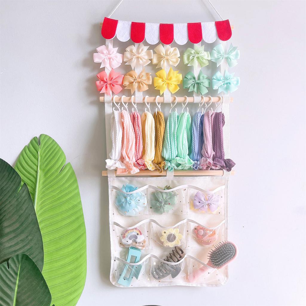 Space Saving Hair Accessories Holder With Wall Hook For Organizing Bowknot Headbands And Hair Clips