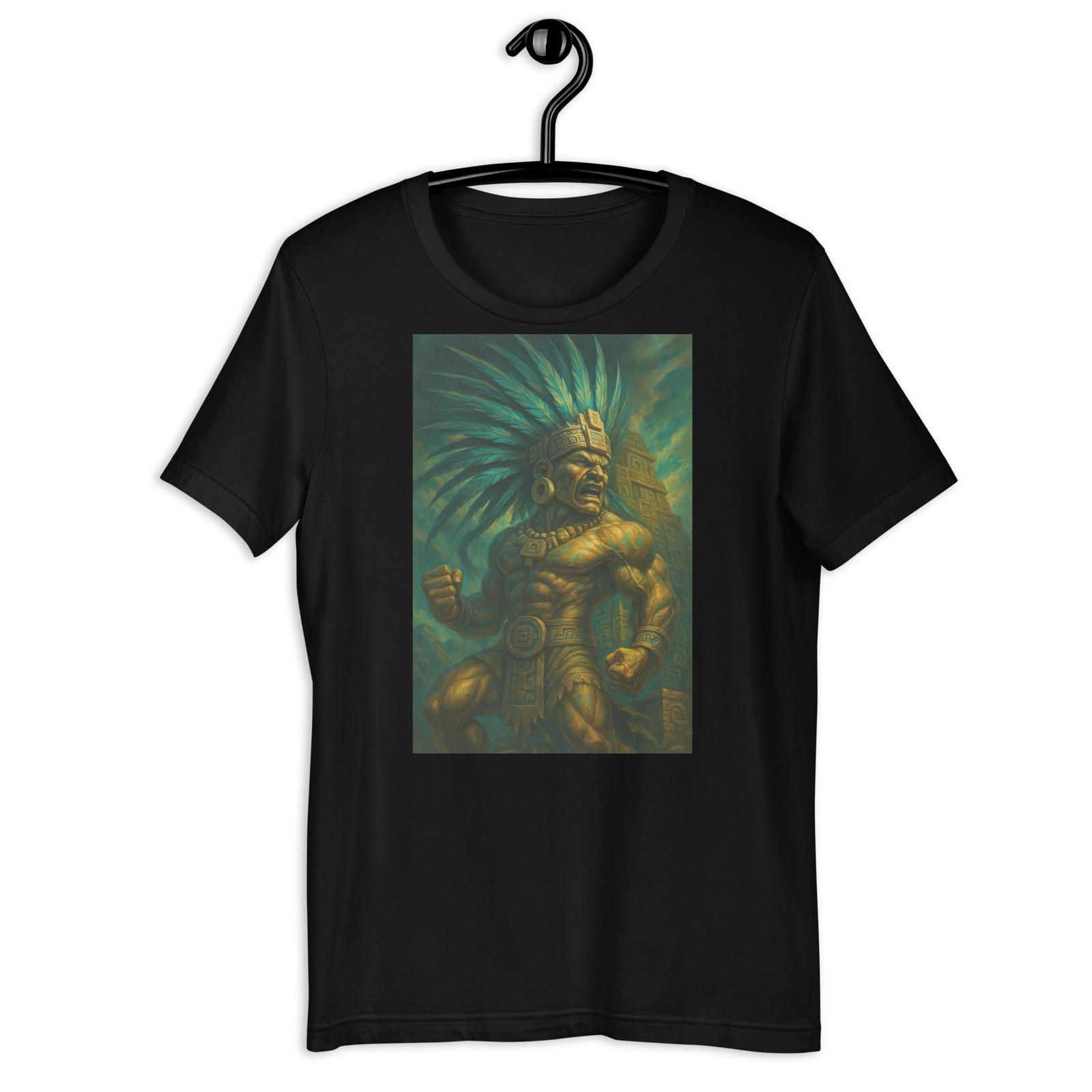 Aztec Warrior Power Shirt Mexican Fighter Pyramid Art Graphic Tee S