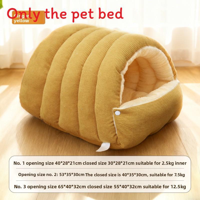 Pet Haven Enclosed Cat And Small Dog Bed With Pp Cotton For Cozy Comfort 40x28x21cm жёлтый