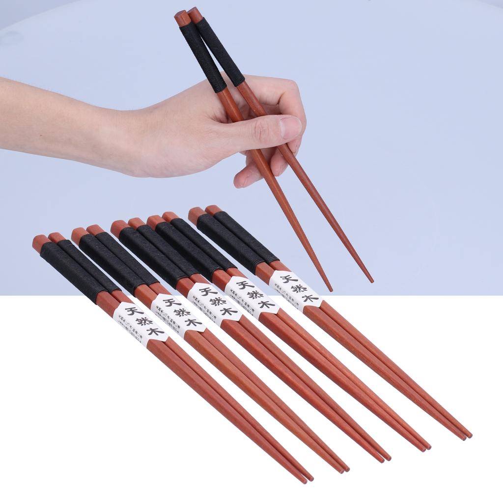 5Pairs Wooden Chopsticks Tangled Line NonSlip Sushi Chopsticks for Hotel Household Restaurant(Brown )