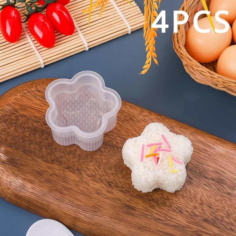 4PCS Sushi Mold Box Transparent Triangular Sushi Maker Mold Onigiri Rice Ball Food Press Sushi Kit Kitchen Bento Accessorie