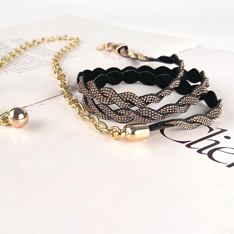 Small Fragrance Style Diamond-inlaid Women's Waist Chain Women's Belt Fashionable Women's Dress Skirt Decorative Diamonds
