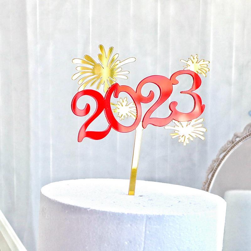 10 STUKS Gelukkig Nieuwjaar Taarttopper Acryl Cupcaketopper Kerst Dessert Insteek Voedselprikkers voor Nieuwjaar Afstudeerfeest Benodigdheden Bedankjes
