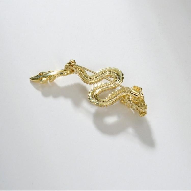 Retro Dragon Zircon Brooch Sparkling 3D Dragon Shape Badge Gothic Jewelry Gift