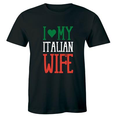 İtalyan Karımı Seviyorum T-Shirt Sevimli Komik Koca Aile Gömlek İtalya Tee