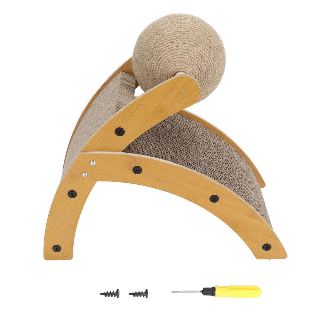 Škrabadlo pro kočky Podložka na škrábání pro kočky s otočnou koulí Vertikální zakřivená škrabací podložka pro kočky Karton pro