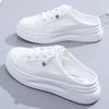 Fashion Fashion White Shoes Female  New Style lat-soled Wild Flat-bottomed Summer Thin Section Baotou Half Slippers