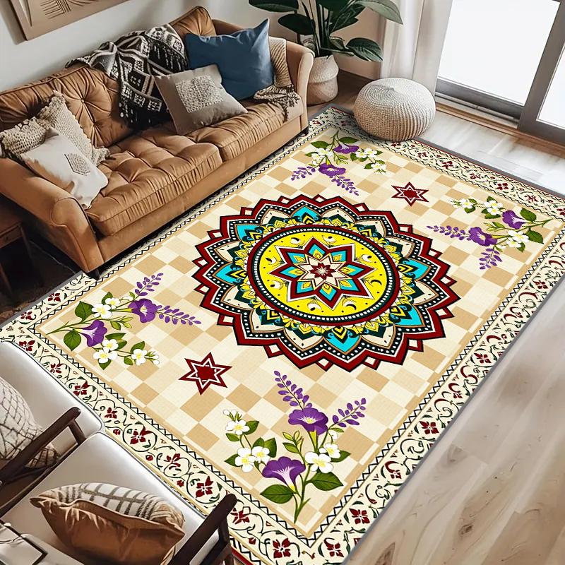 RAKKS New Moroccan  Large Area Rug - Low-Pile Crystal Velvet Carpet for Living Room & Bedroom Kitchen, Door Mat Home Floor Decor