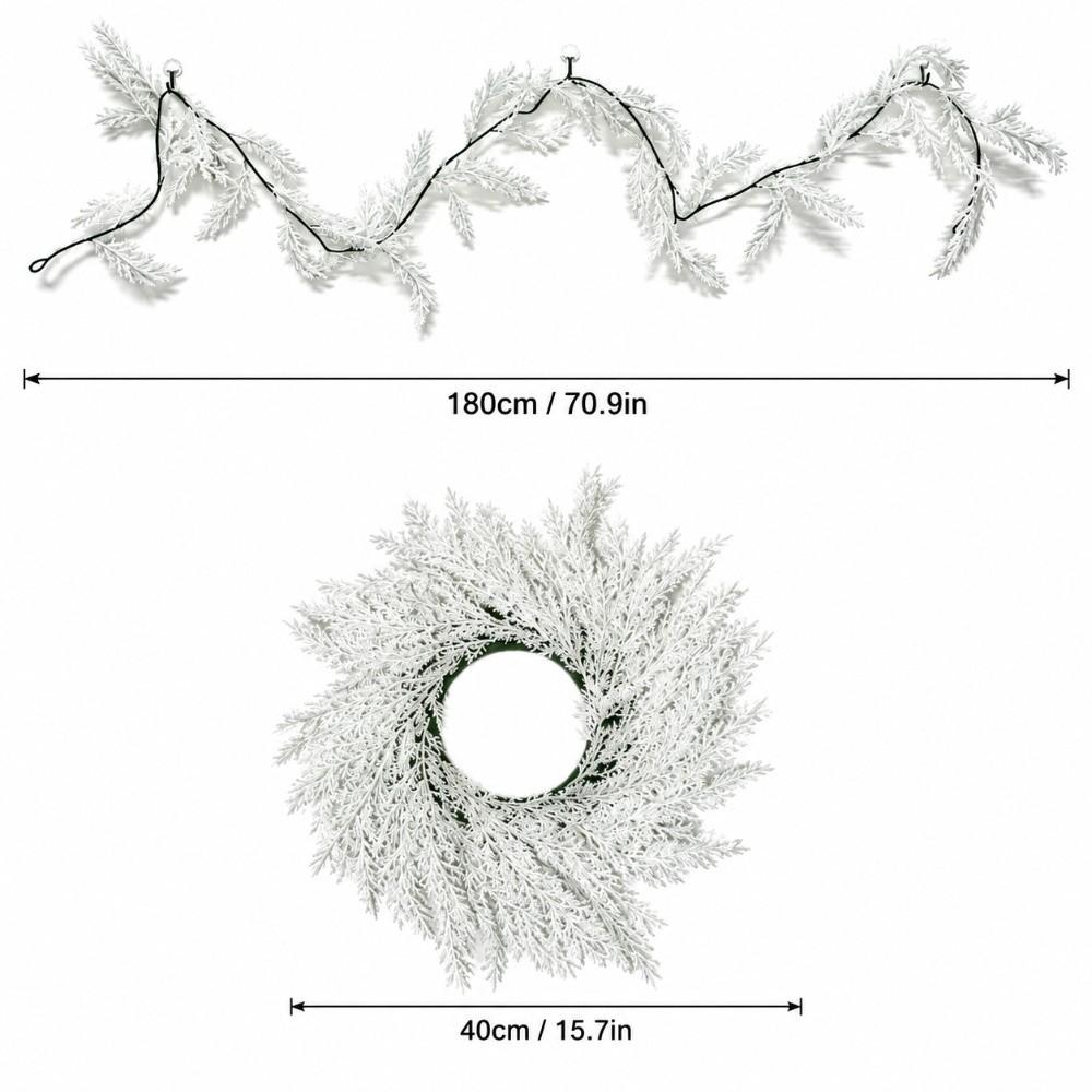 Frosted Surface Artificial Pine Needle Garland White Faux Pine Lightweight Material Faux Pine Garland Soft Texture Easy To Shape