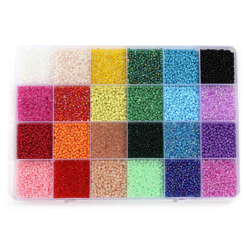 24 Colors/Box Seed Beads Round Seed Beads Loose Spacer Beads For Women Girl DIY Bracelet Necklace Jewelry Making Accessories