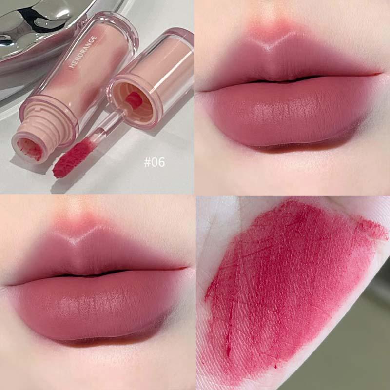 HERORANGE Peach Matte Velvet Lip Glaze: Nude Whitenening Makeup for Students & Parties 2.5