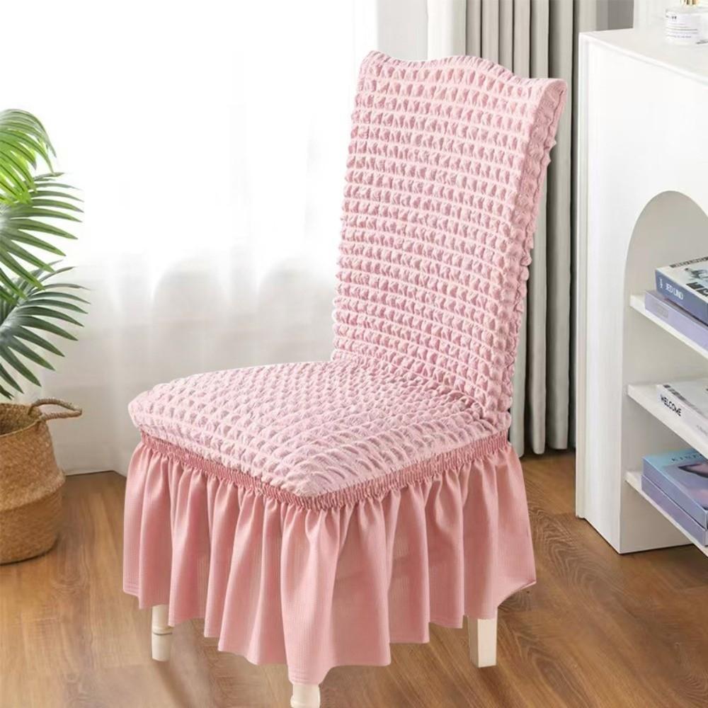 Seersucker Stretch Puff Chair Cover Long Skirt Universal Chair Slipcover Removable Elasticity Backrest Chair Case Home Use