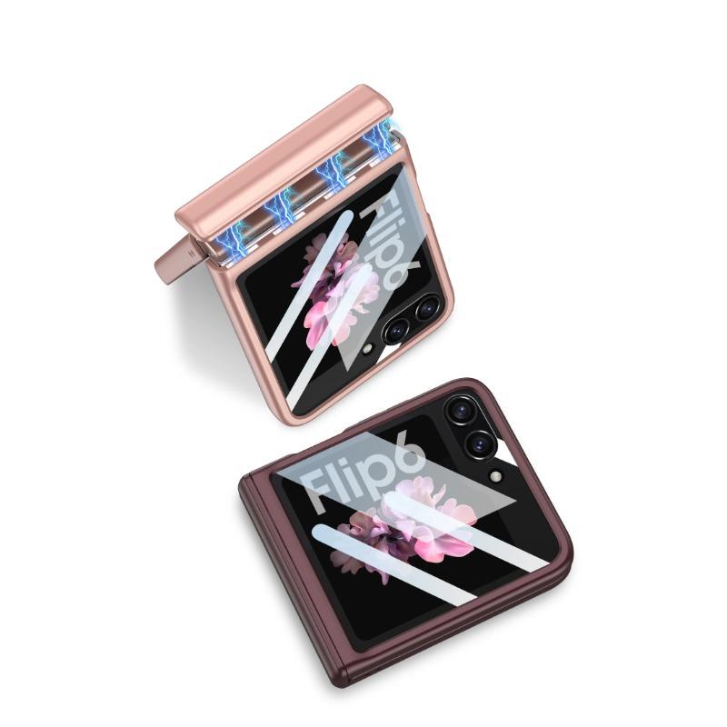 Funda rígida de PC con bisagra magnética para Samsung Galaxy Z Flip 6, 5 y 4, a prueba de golpes y con protector de pantalla pequeño.