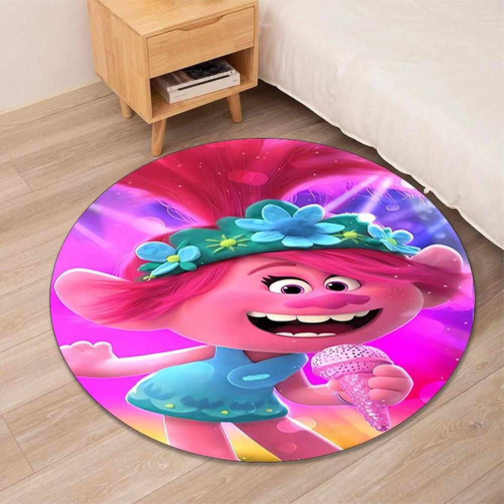 Trolls Printed Round Rug Carpet Chair Rug Area Rug Entryway Doormats,for Office Chair Living Room Bedroom Kitchen Room.
