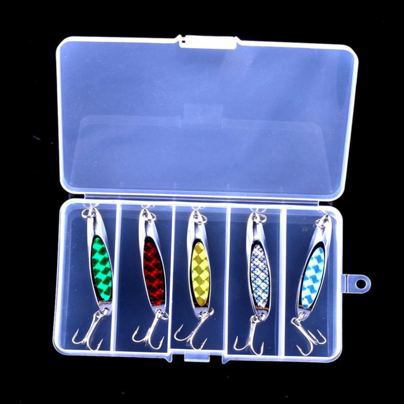5pcs/set Colorful Metal Sequins Fishing Lure Spoon Lure Snakehead