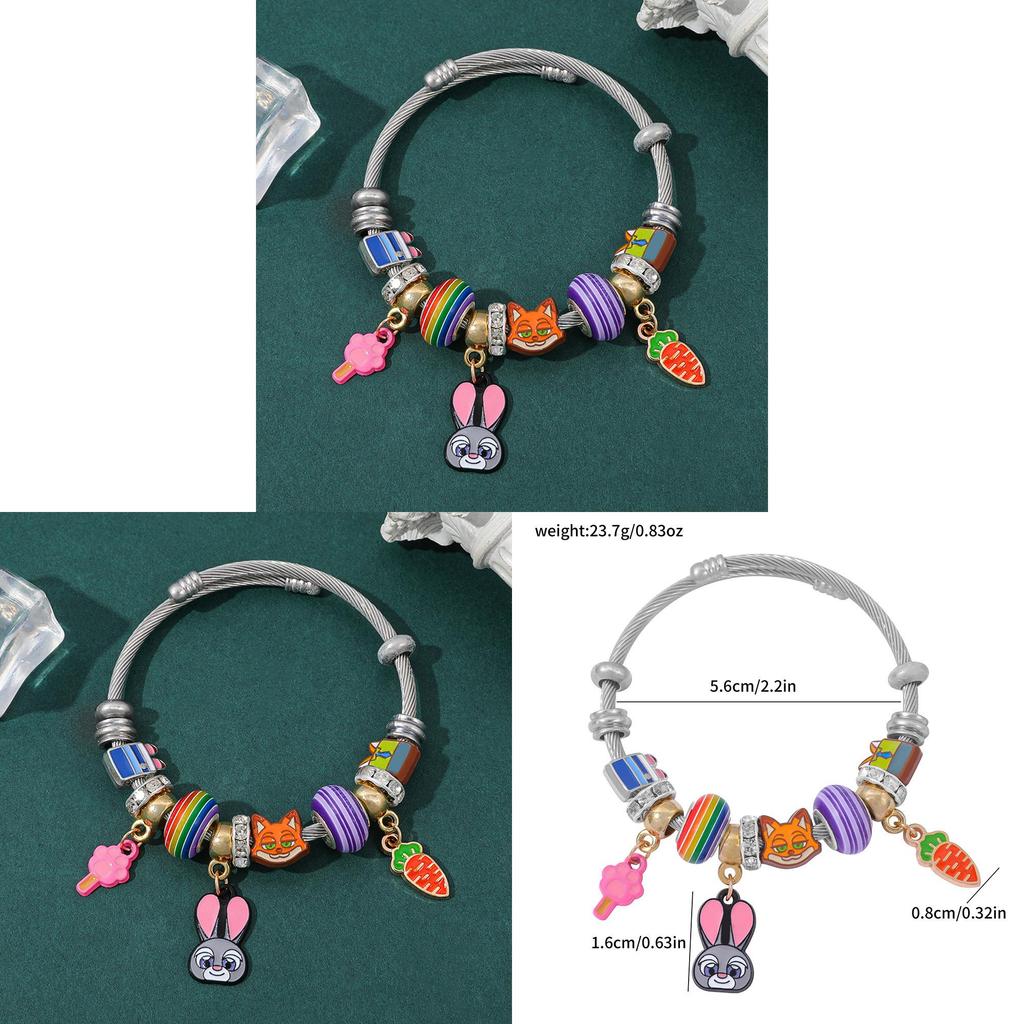 Zootopia Cartoon Animal City Jewelry Heart Shape Charm Bracelet For Travel Gift