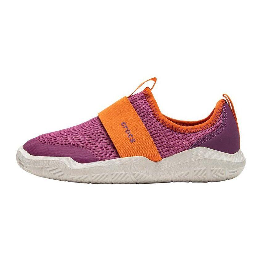 Crocs Round Toe Slip-On Mesh Breathable Non-Slip Casual Shoes Kids Shoes Purple Orange 204022-6JV