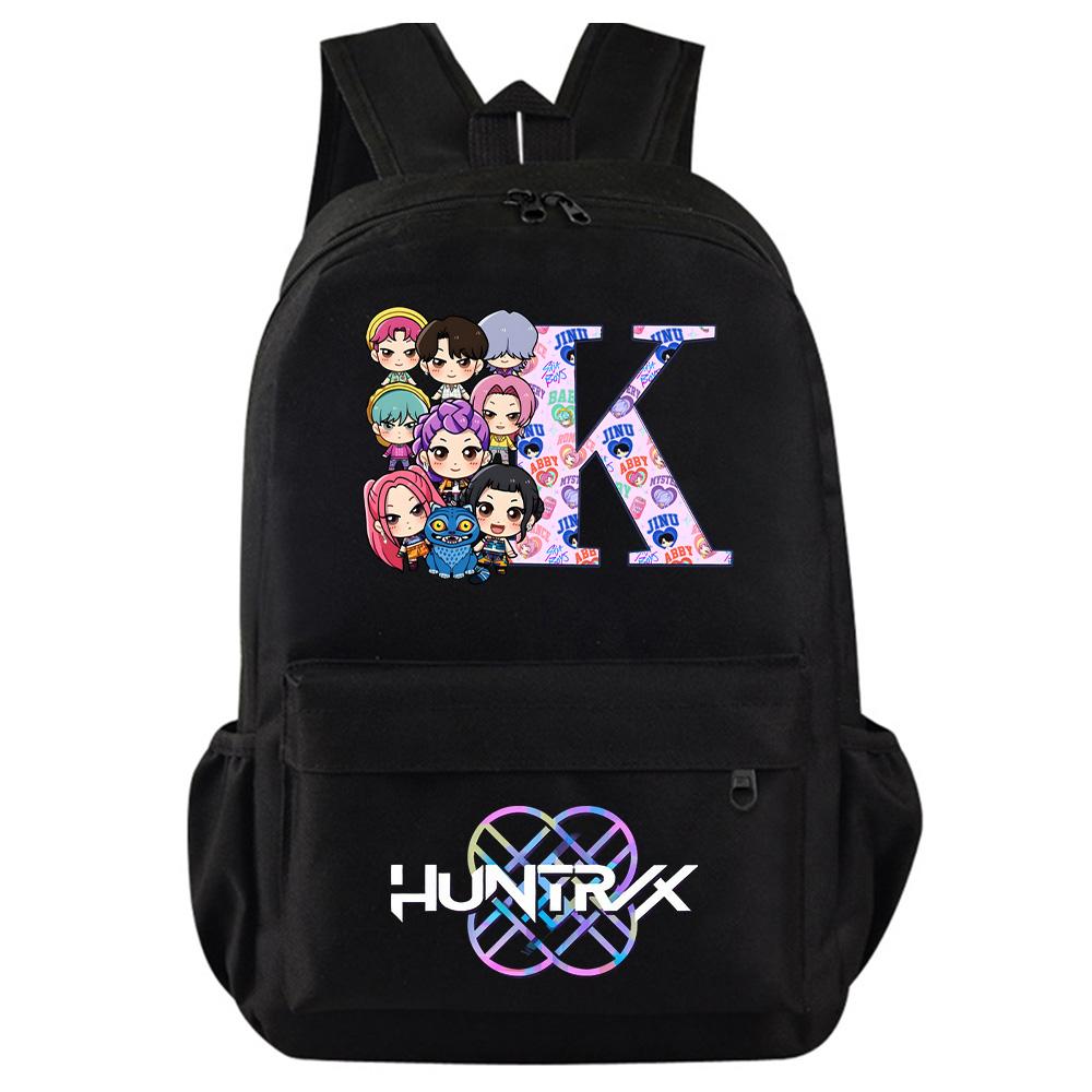 26 English Letter Kpop Demon Hunters Printed Backpack for Teenager Student Girl Boy Bookbag Schoolbag Women Large Capacity Travel Bag Kid Gift Rucksak