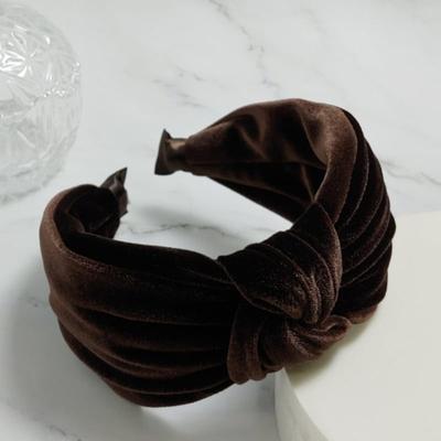 LALA Velvet Knot Wide Hairband - Brown