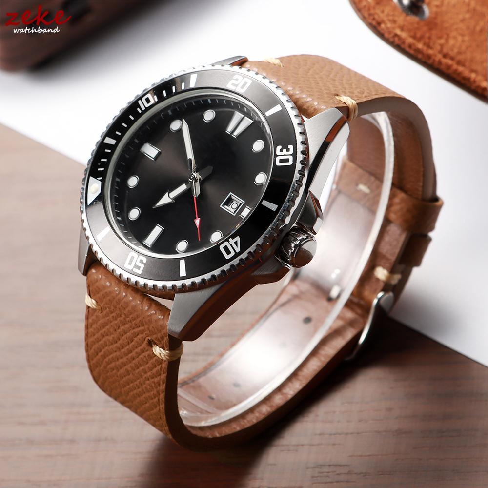 Vintage Brown Calf Leather Strap 18mm 19mm 20mm 22mm for HUAWEI Watch GT5/GT4 Hand Sewn Cowhide Bracelet for Omega Business Band