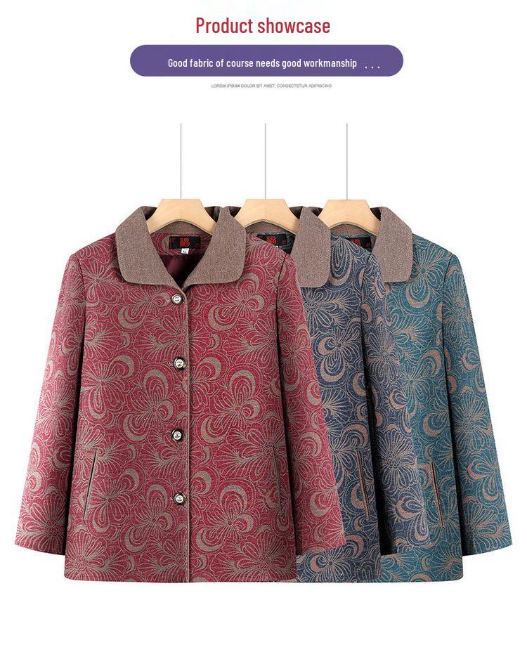 Grandma Style Lapel Jacket: Spring/Autumn Fashion Cardigan for Elderly Women