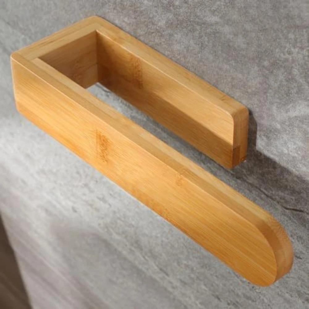 No Drill Wooden Towel Rack Self Adhesive Towel Bar Household Bathroom Multi Purpose Wall Storage Shelf Organizer Towel Holder