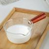 Wood Handle Saucepan Transparent Noodle Pot Salad Bowl Glass Milk Pot  Dormitory