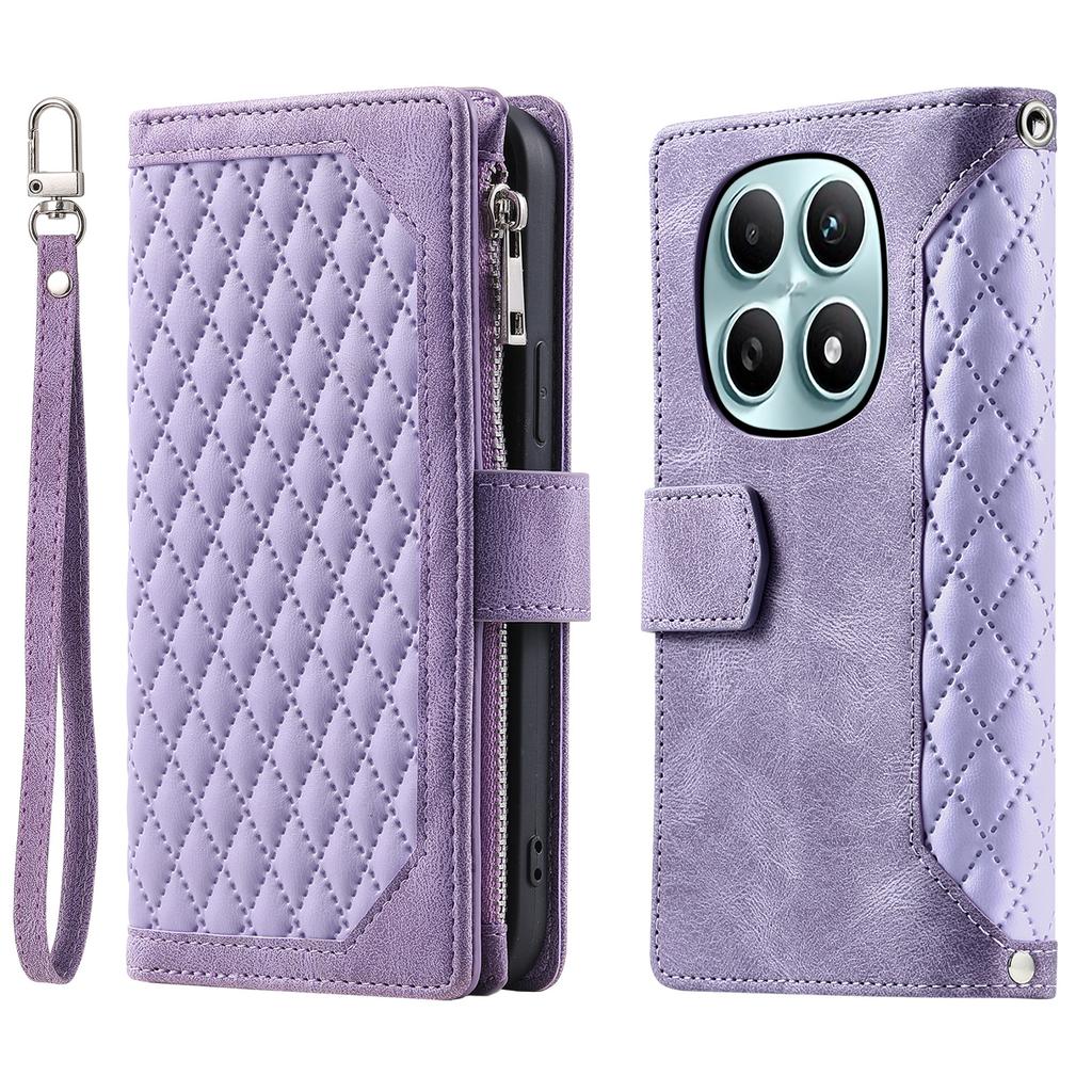 Dla Xiaomi Redmi Note 15 4G (Światowy) Etui portfelowe z rombowym szwem, skórzane PU, pokrowiec na telefon z paskiem na nadgarstek